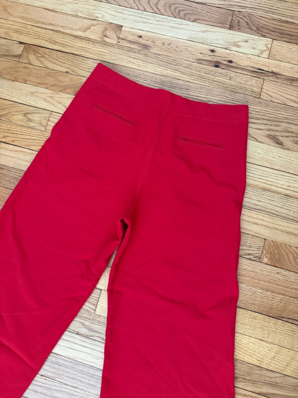 Zara High Waisted y2k Textured Wide Dress Pants vibrant L Red Trousers straight - Picture 5 of 5